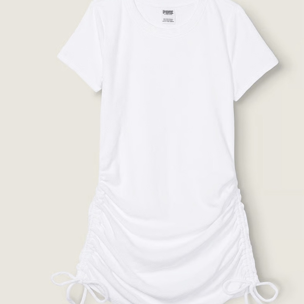 PINK Victoria's Secret White Ruched T-Shirt Dress